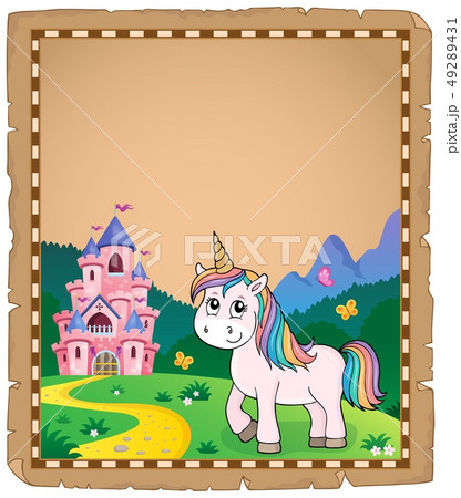 Cute unicorn topic parchment 1 Cute unicorn topic parchment 1 49289431