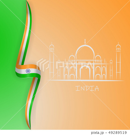 India flag wave and Taj Mahal symbols. Vector illustration India flag wave and Taj Mahal symbols. Vector illustration 49289519