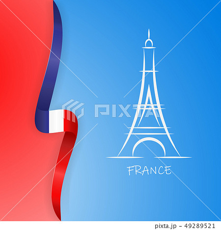 Illustration of Paris Eiffel Tower with flag of country France. Vector illustration 49289521
