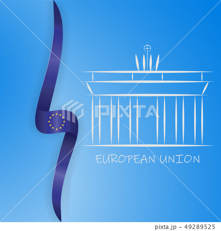 Germany line icon. Brandenburg gate and European Union flag vector illustration. Germany line icon. Brandenburg gate and European Union flag vector illustration. 49289525