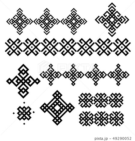 A set of black and white geometric designs. Signs and borders. Vector illustration A set of black and white geometric designs. Signs and borders. Vector illustration 49290052