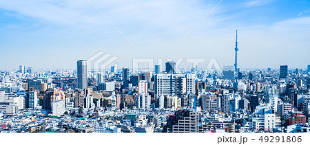 東京スカイツリーと文京区・台東区周辺の町並み 49291806