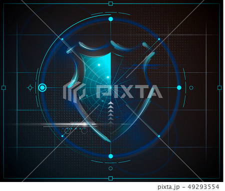 Cyber Security Shield With Digital Data のイラスト素材