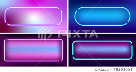 Set neon glowing frames in retro style with space 49293651