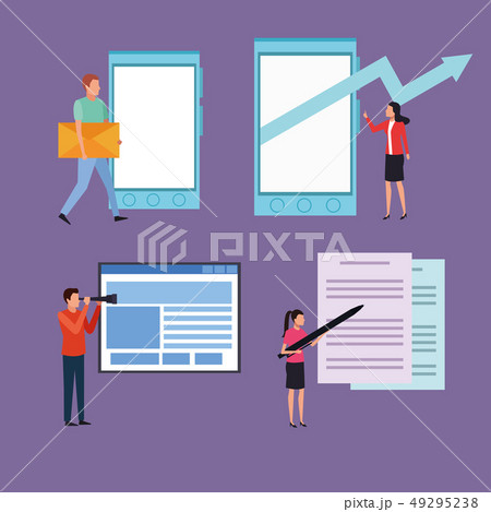 Business colleagues doing presentation cartoon set 49295238
