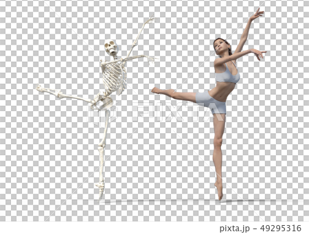 跳舞婦女和骨骼perming3DCG例證材料 跳舞婦女和骨骼perming3DCG例證材料 49295316