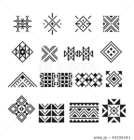 Thai pixel ornament, vector set 49296361