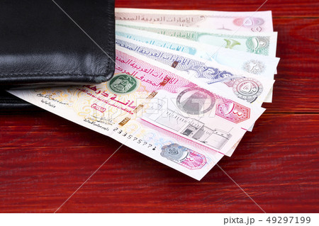 United Arab Emirates Dirham in the black wallet  49297199