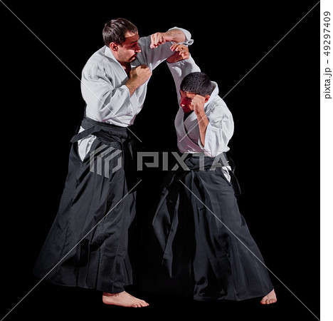 Two martial arts fighters isolated 49297409