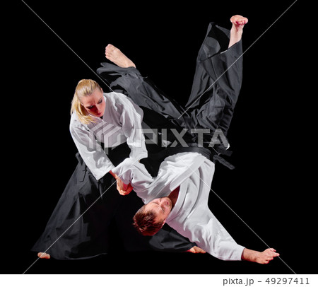Two martial arts fighters isolated 49297411