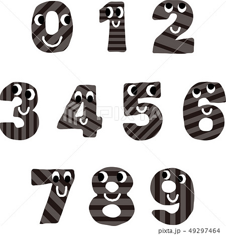 モノクロの数字のキャラクターのイラスト素材 49297464 Pixta