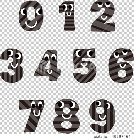モノクロの数字のキャラクターのイラスト素材