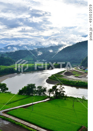千曲川と田園風景（長野県）の写真素材 [49301059] - PIXTA