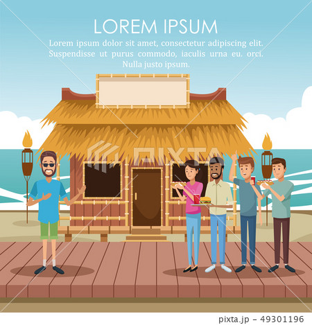 People at kiosk beach People at kiosk beach 49301196