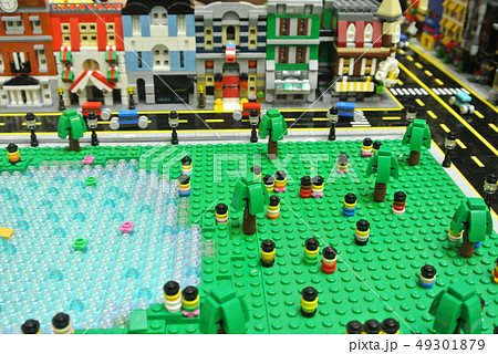 Small town models are made of small plastic block Small town models are made of small plastic block 49301879