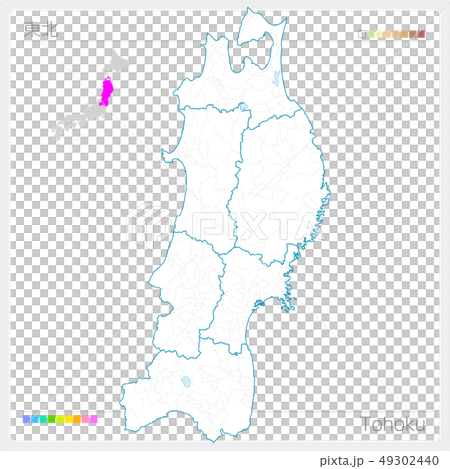 東北の地図 Tohoku 白地図風 のイラスト素材