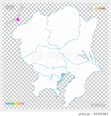 関東の地図 Kanto 白地図風 のイラスト素材