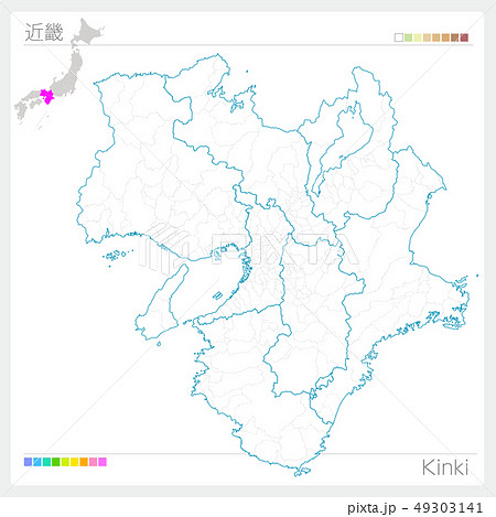 近畿の地図・Kinki（白地図風）