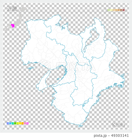 近畿の地図 Kinki 白地図風 のイラスト素材