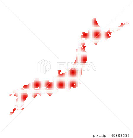 日本地図 日本 イラスト ベクター 赤のイラスト素材