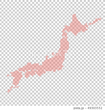 日本地図 日本 イラスト ベクター 赤のイラスト素材