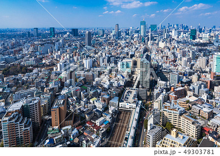 (東京都-都市風景)展望ラウンジから望む恵比寿から新宿方面への風景５	 49303781