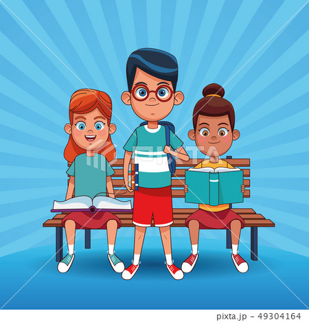 Kids reading books cartoons 49304164