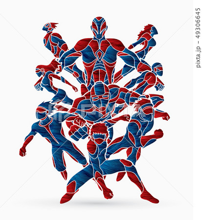 Group of Superhero action graphic vector. Group of Superhero action graphic vector. 49306645