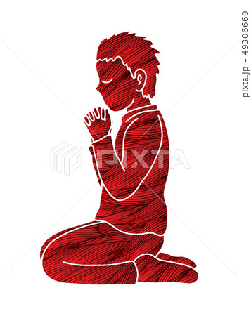 Boy Praise God, Prayer, Christian praying vector 49306660