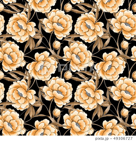 Peony flowers seamless pattern. 49306727