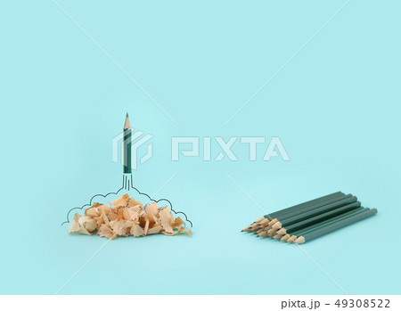 Pencil and pencil sharpener trash with jet engine Pencil and pencil sharpener trash with jet engine 49308522