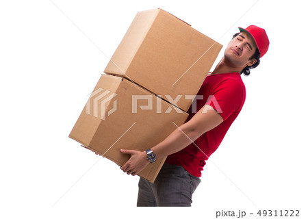 Young male courier with box Young male courier with box 49311222