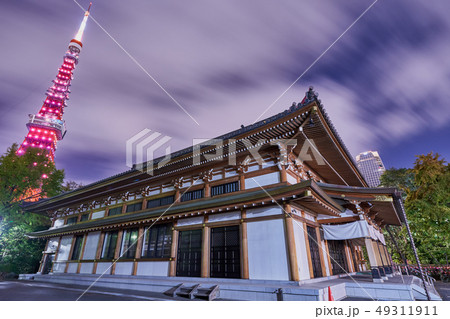 増上寺とダイヤモンドヴェールの東京タワー 増上寺とダイヤモンドヴェールの東京タワー 49311911