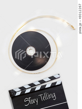 Story telling text title on movie clapper board an Story telling text title on movie clapper board an 49312267