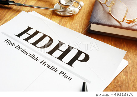 High deductible health plan hdhp and stethoscope. High deductible health plan hdhp and stethoscope. 49313376