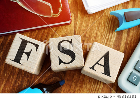Flexible Spending Account FSA from wooden cubes. 49313381