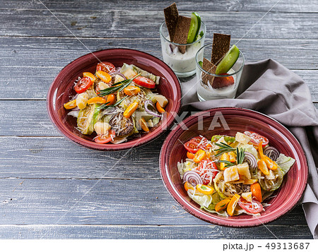 Easy Vegetable salad from zucchini, ice lettuce 49313687