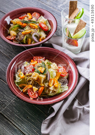 Easy Vegetable salad from zucchini, ice lettuce 49313690