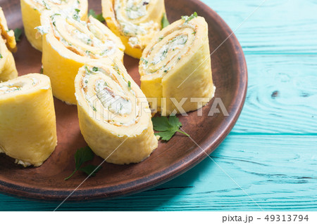 Homemade Eggs omelet rolls Homemade Eggs omelet rolls 49313794