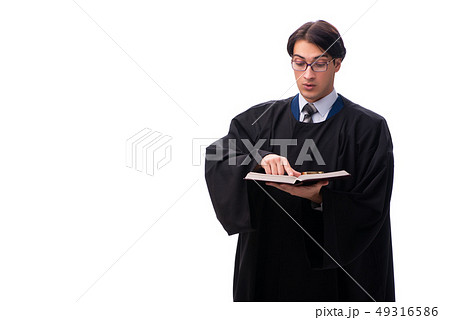 Young handsome judge isolated on white Young handsome judge isolated on white 49316586