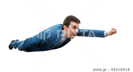 Businessman flying like a superhero Businessman flying like a superhero 49316918
