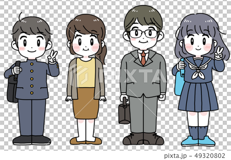 4人家族 正面 イラスト 4人家族 正面 イラスト 49320802