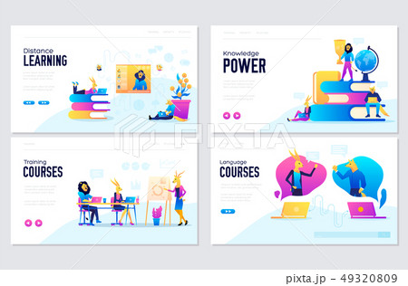 Vector set of distance education, consulting, training, language courses. Modern illustration for Vector set of distance education, consulting, training, language courses. Modern illustration for 49320809