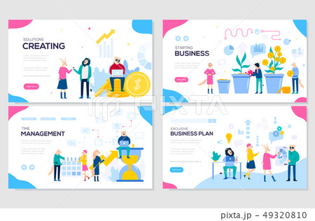 Business solutions, planning and strategy, startup, time management vector illustration. Set of web 49320810