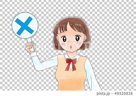 バツ印を出す女子学生 バツ印を出す女子学生 49320816
