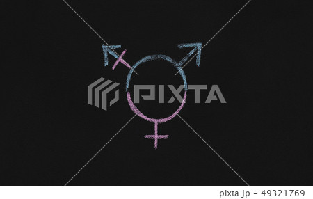 Transgender symbol drawn on black chalkboard background 49321769