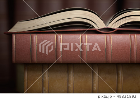 Books and textbooks in stack with space for text 49321892