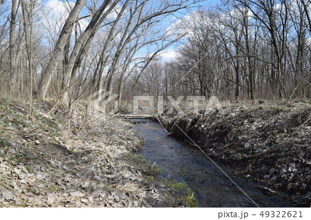 Autumn landscape with a pond in the steppe. 49322621