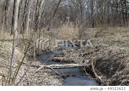 Autumn landscape with a pond in the steppe. Autumn landscape with a pond in the steppe. 49322622