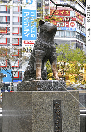 日本の東京都市景観　渋谷駅前のハチ公像 49323169